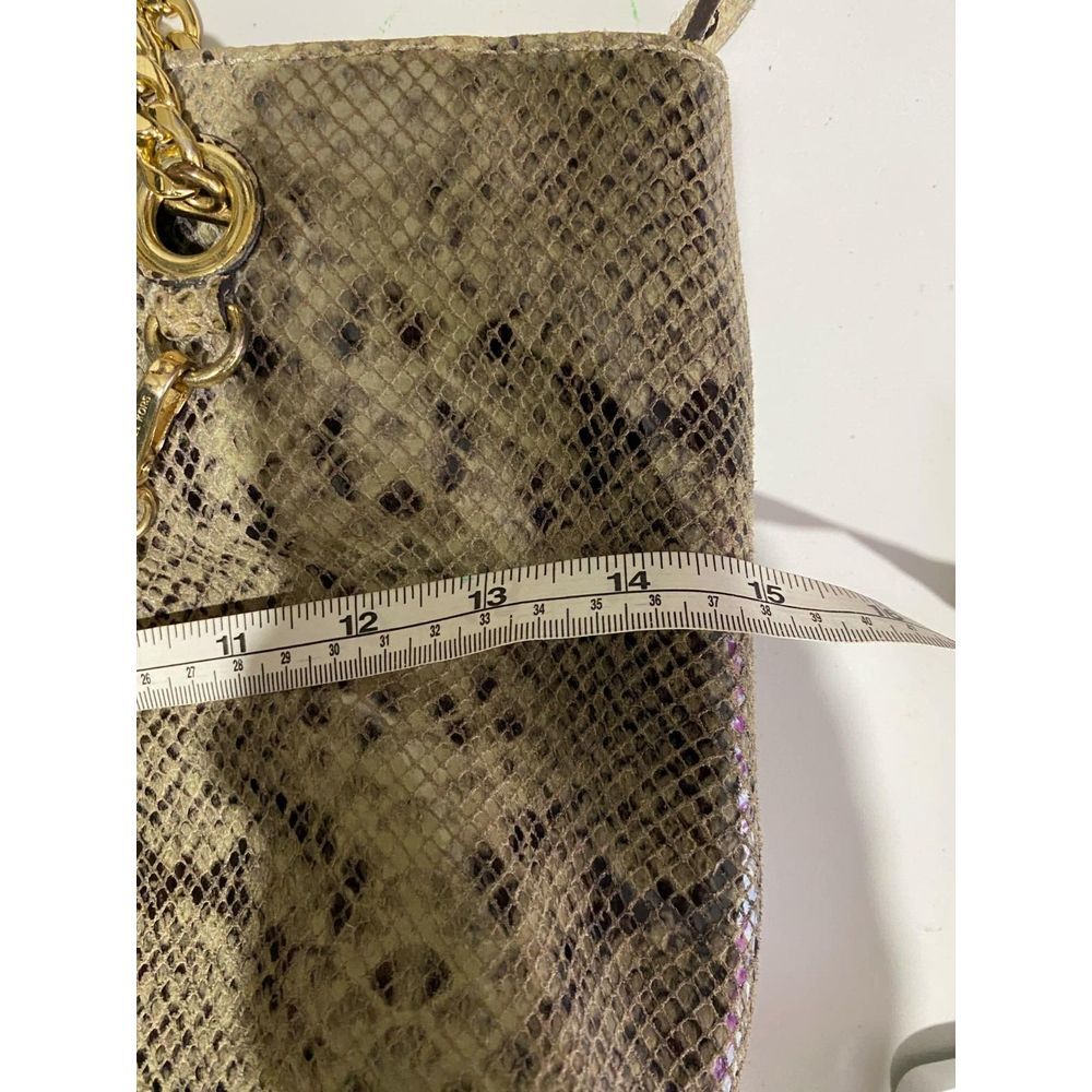 Michael Kors Brown Python Snakeskin Leather Shoulder Bag Chain Strap Embossed - Picture 7 of 9
